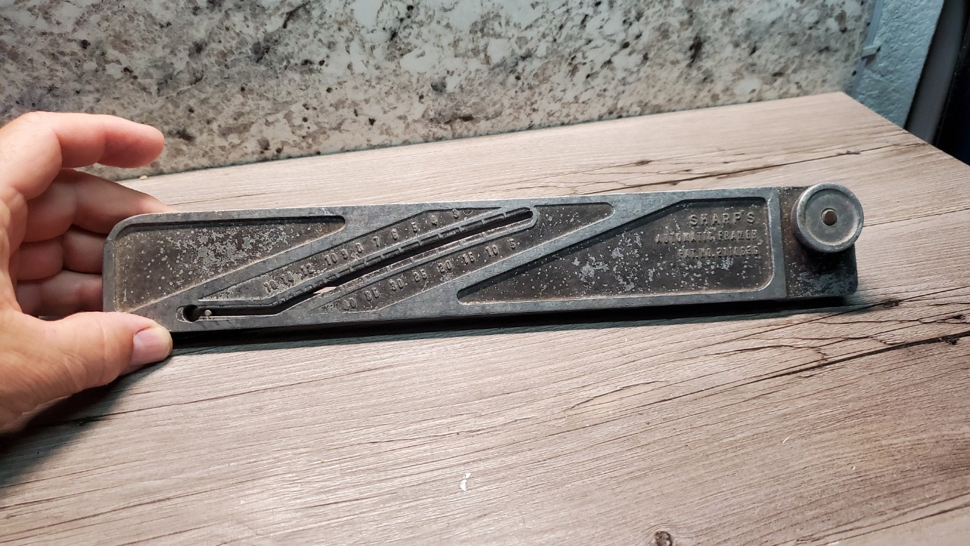 Vintage Sharp’s Automatic Framer Calculation Square Rafter Gauge Carpenter Tool