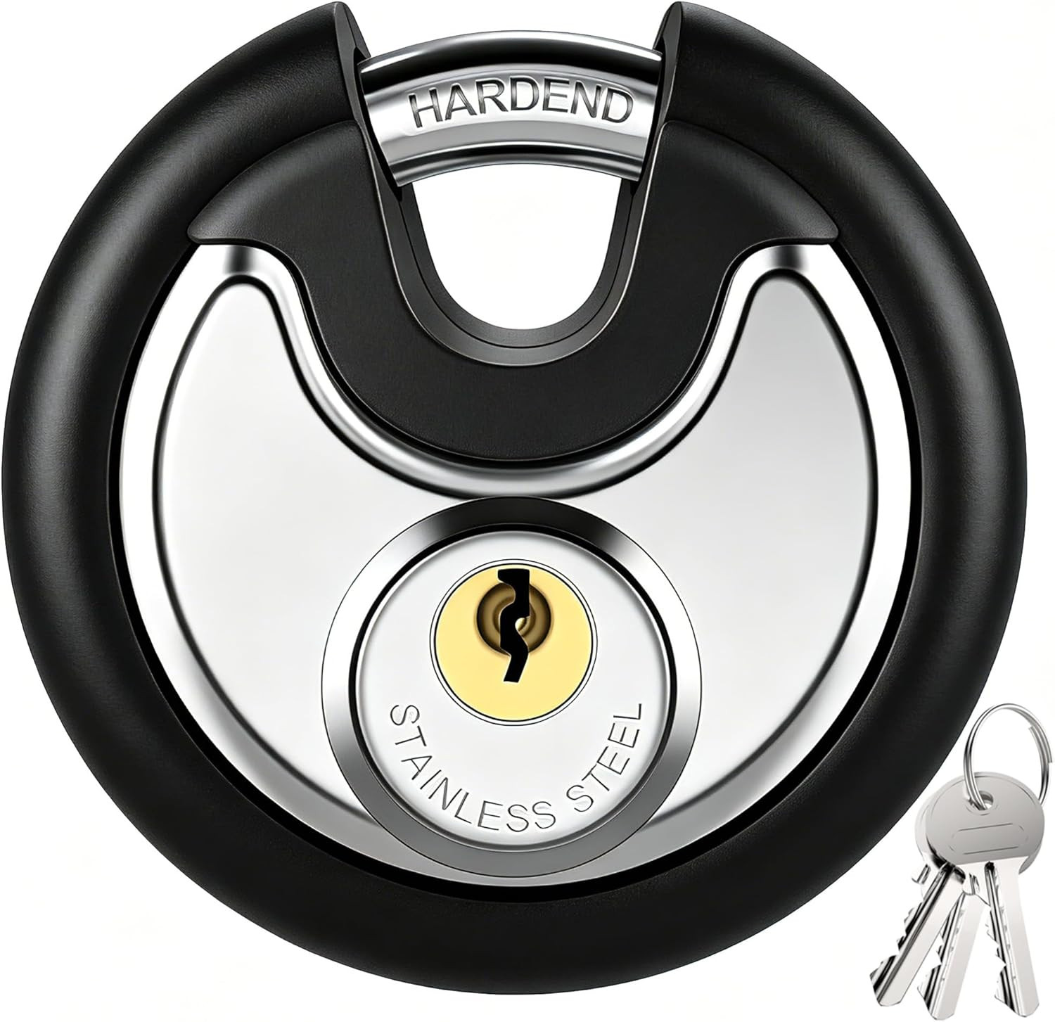 Puroma 1P Padlock 3 Keys Rubber Bumper Steel Gate Storage Locker Lock 3/8″