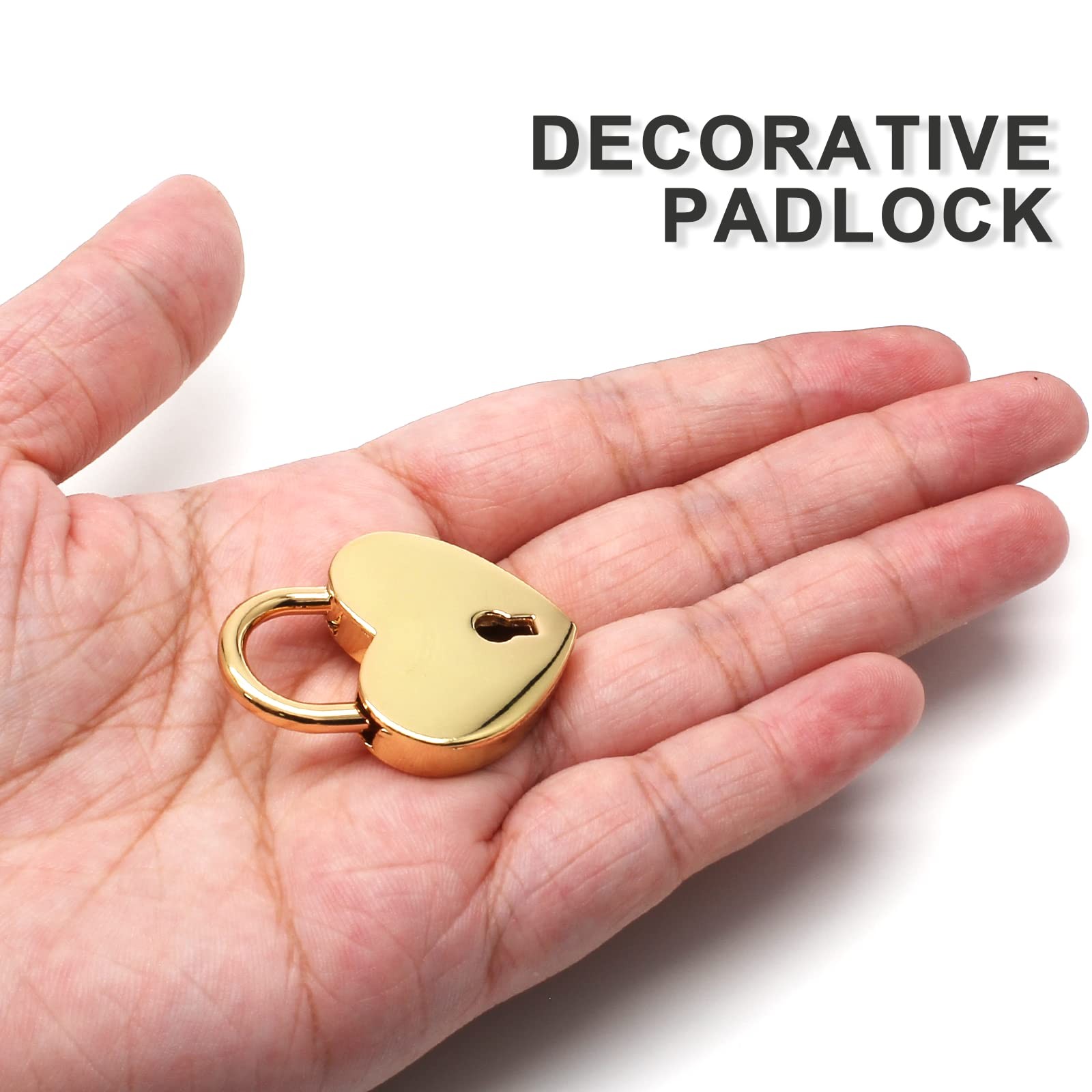 Waziaqoc 2PCS Heart Shaped Padlocks Small Gold Padlock Metal With Keys For
