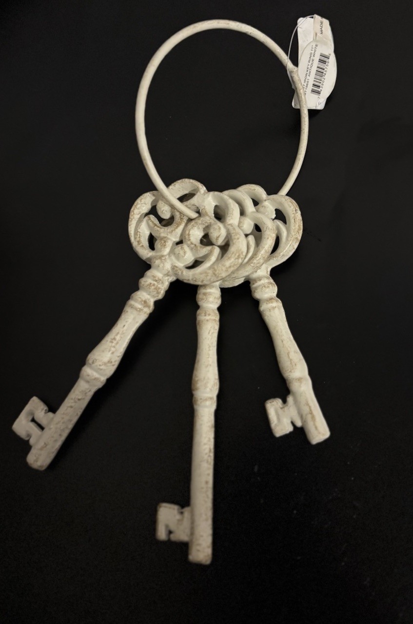Metal Cast Iron Decorative Jailer’s Skeleton 3 Keys On Ring Rustic Antique Style