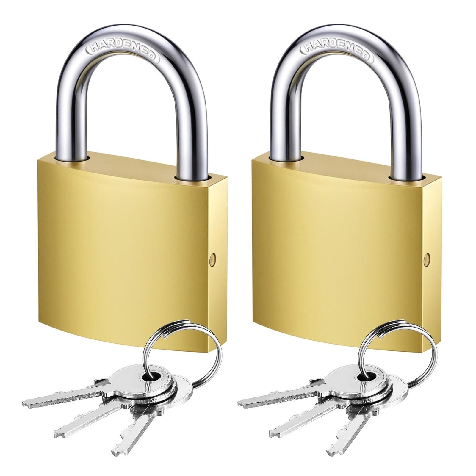 2 Pack Keyed Padlocks Waterproof Small Lock, 33mm Locker Lock with Keys for B…