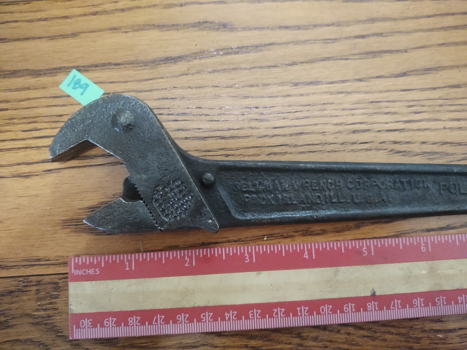 GELLMAN MFG. Co. 9″ No. 91, POLLY Wrench, Pat’d 1923, USA Rare Adjustable