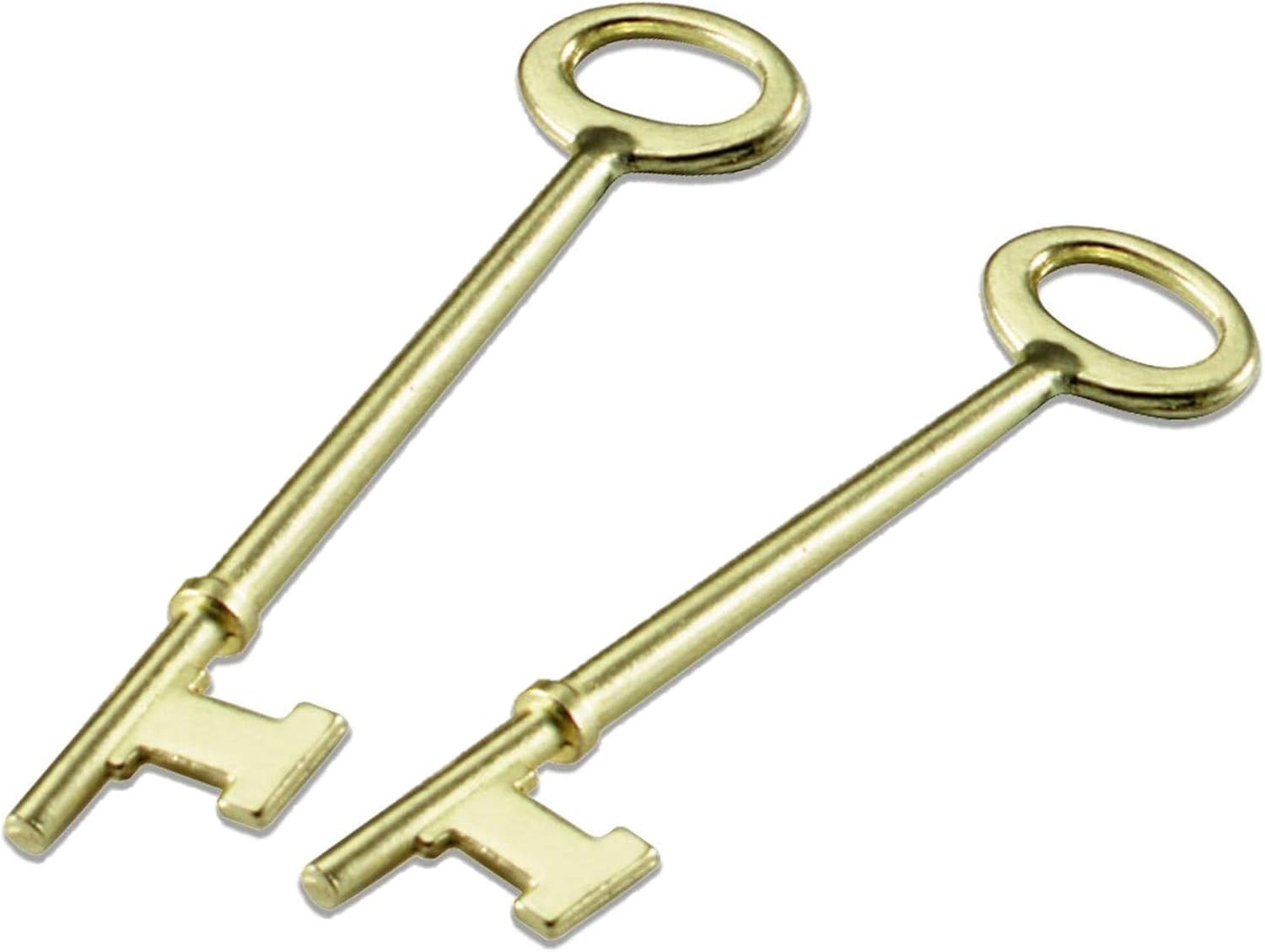Skeleton Key with Flat Tip for Lever Locks, Antique Doors & Locks, Brass Plated,