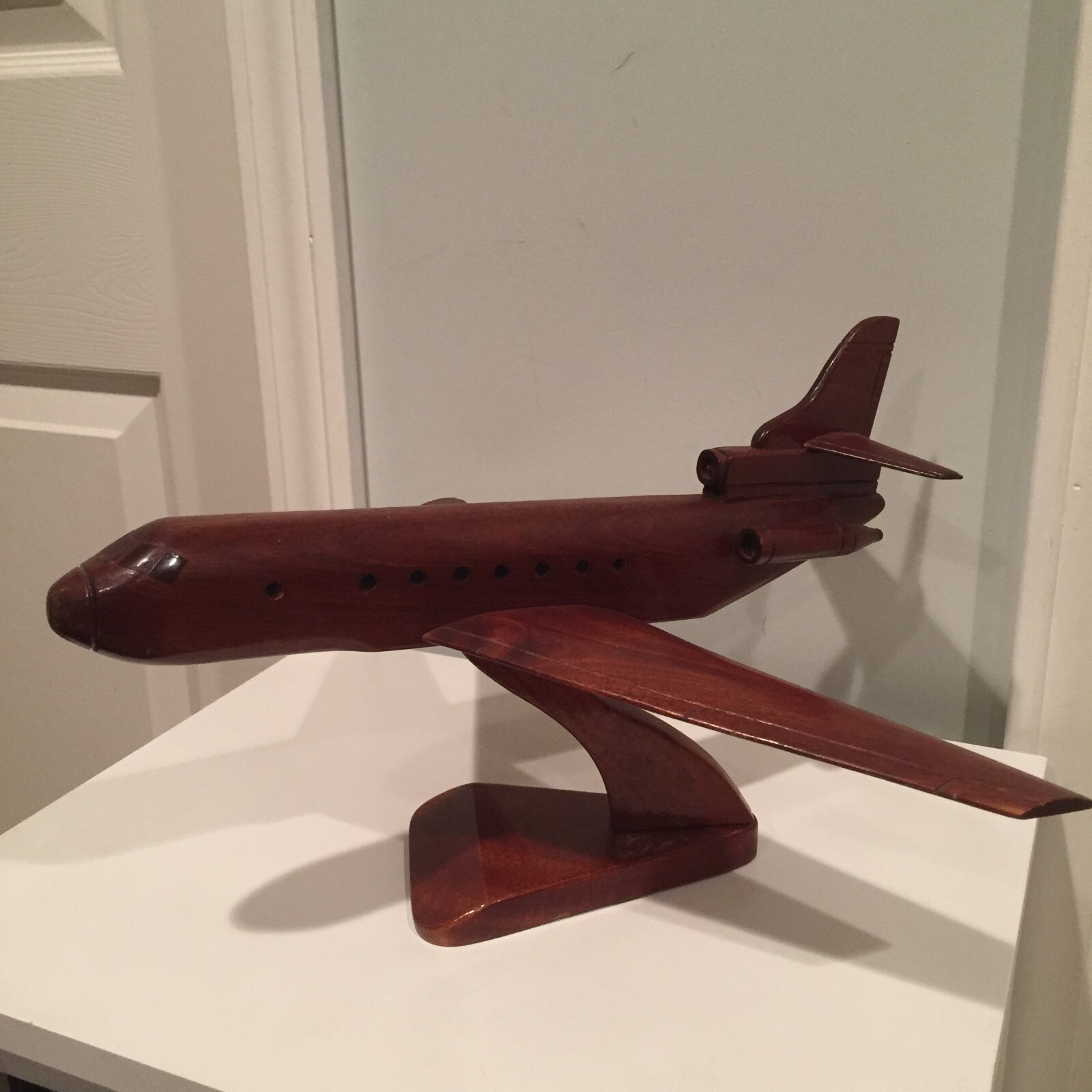 Mahogany Wood Desktop Top Airplane on stand