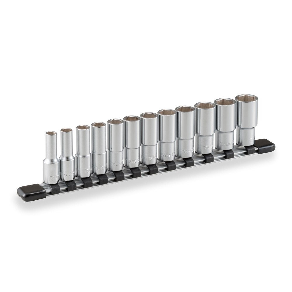 Deep socket set hexagonal holder HSL312, 9.5mm3/8 drive, 12 pieces