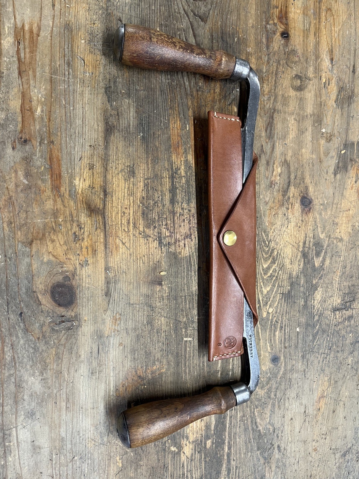 T.H. Witherby 8” Draw Knife with Texas Heritage Leather Cover