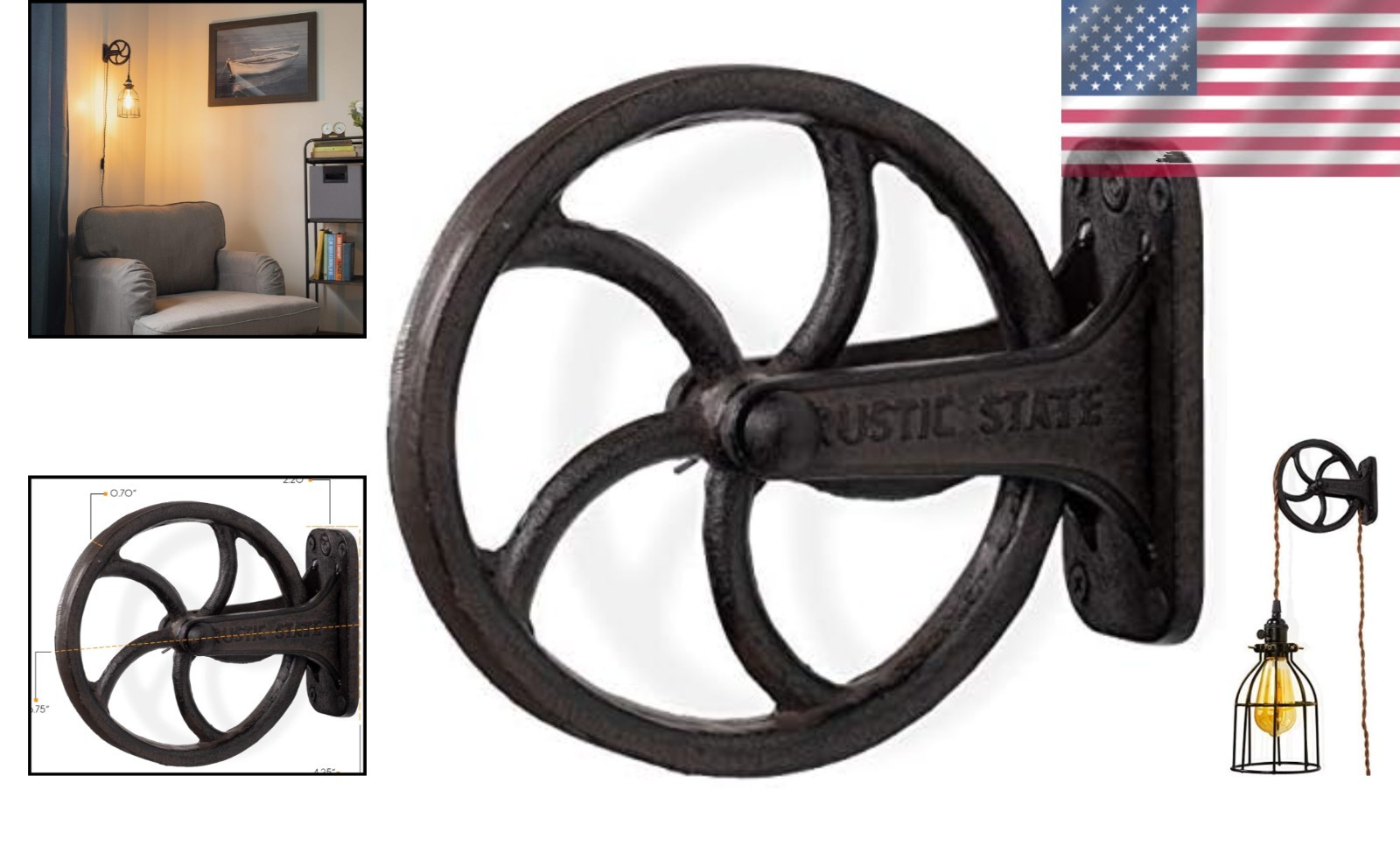Industrial Cast Iron Pulley for Custom Make Rustic Lamp
