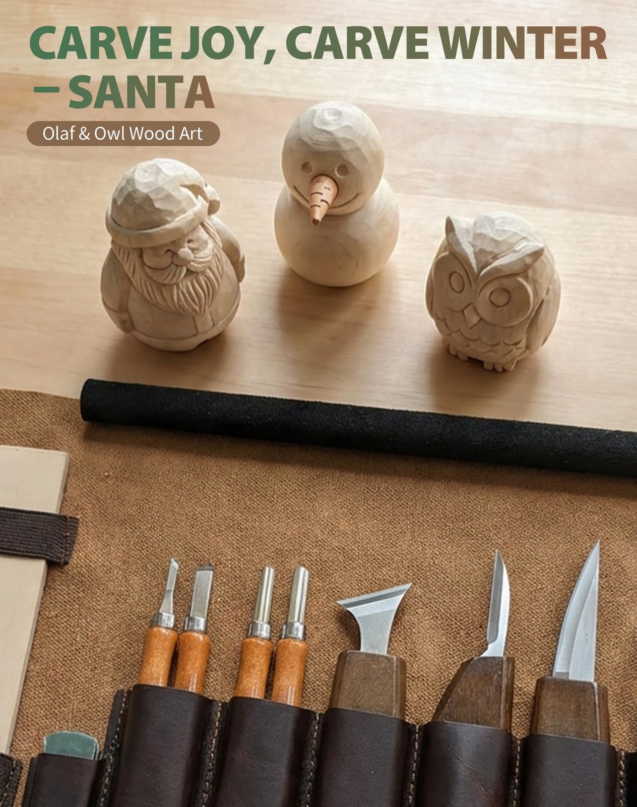 T98 28Pcs Wood Carving Kit, 8 Carving Knives Templates Leather Bag Gift silver