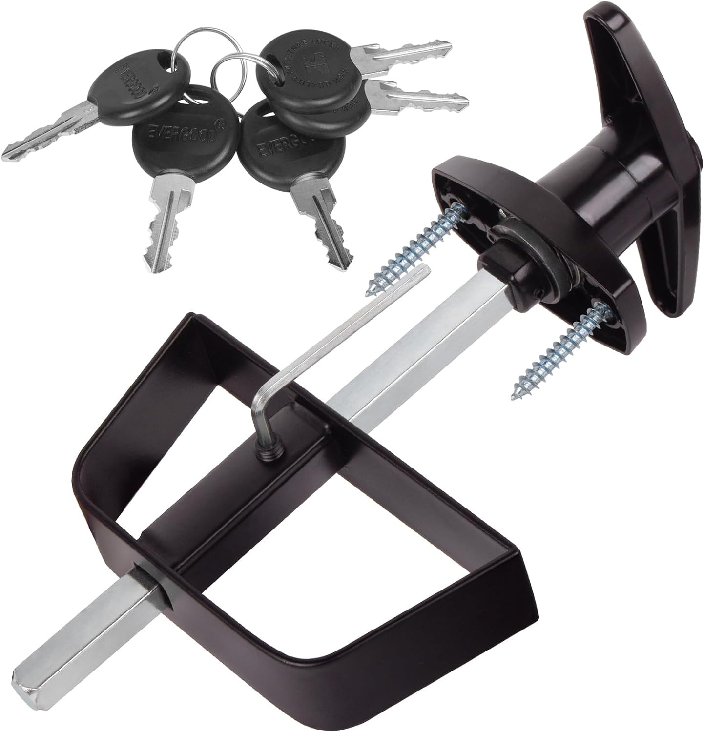 Shed Door Latch T-Handle Lock Kit with 5 Keys,BTEOBFY 5-1/2″ 5.5 inch, Black