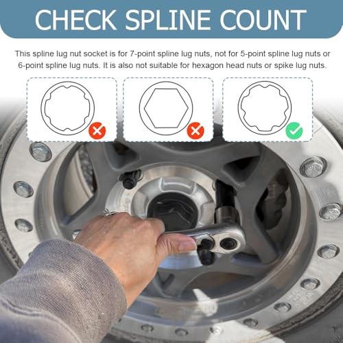 6 Spline Lug Nut Socket, Black Spline Drive Tuner Socket Key Tool, Car 7 Spline