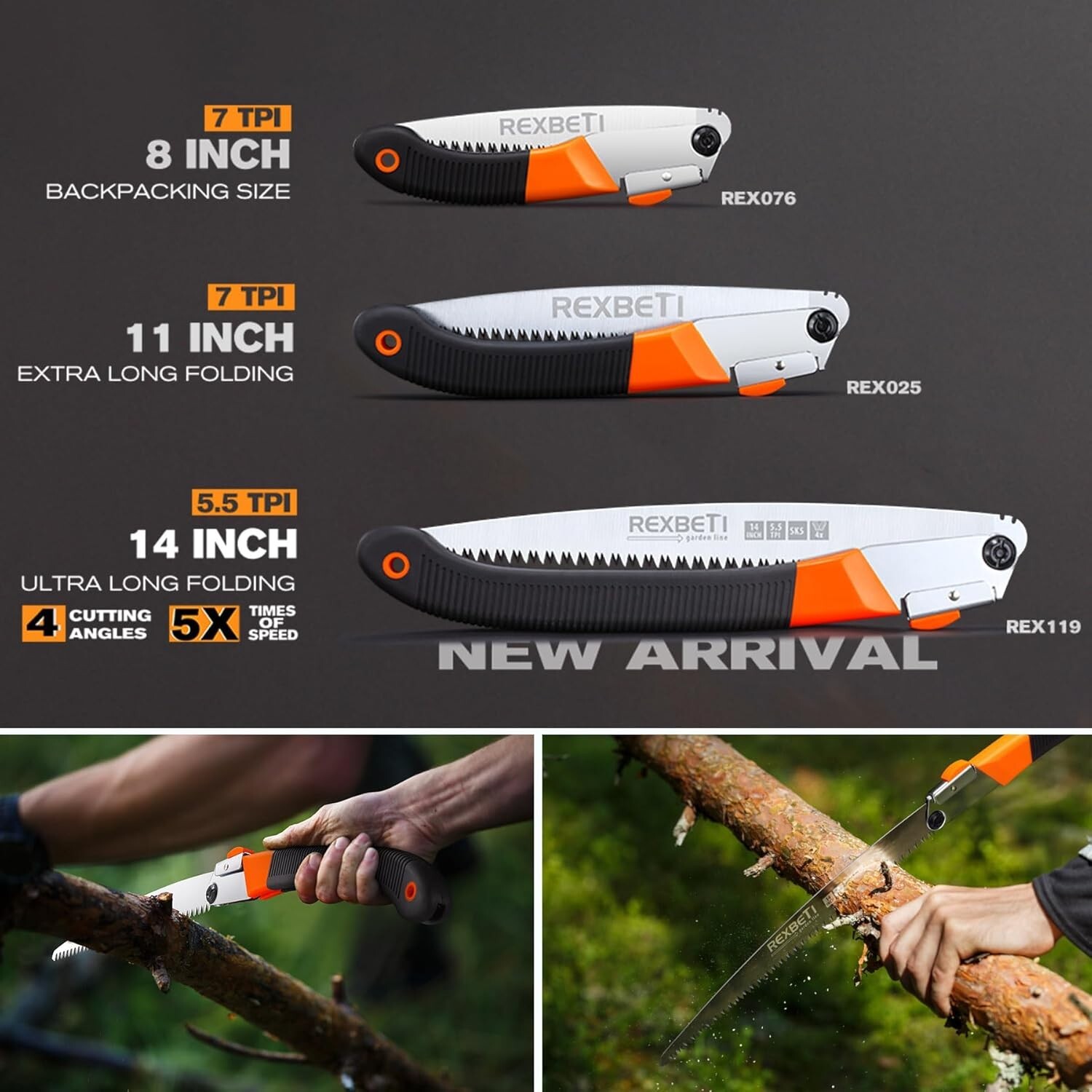 REXBETI Folding Hand Saw Heavy Duty for Camping, Wood Cutting & Survival