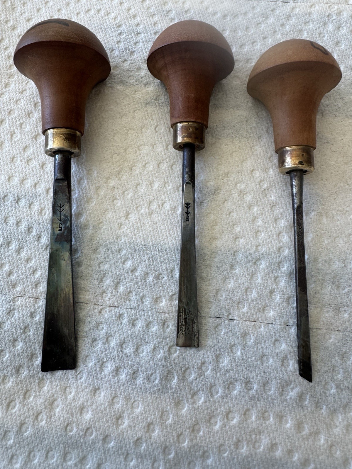 Swiss Made 3 Chisels, #1-4mm, #5-8mm, #5-12mm, Used Sharp