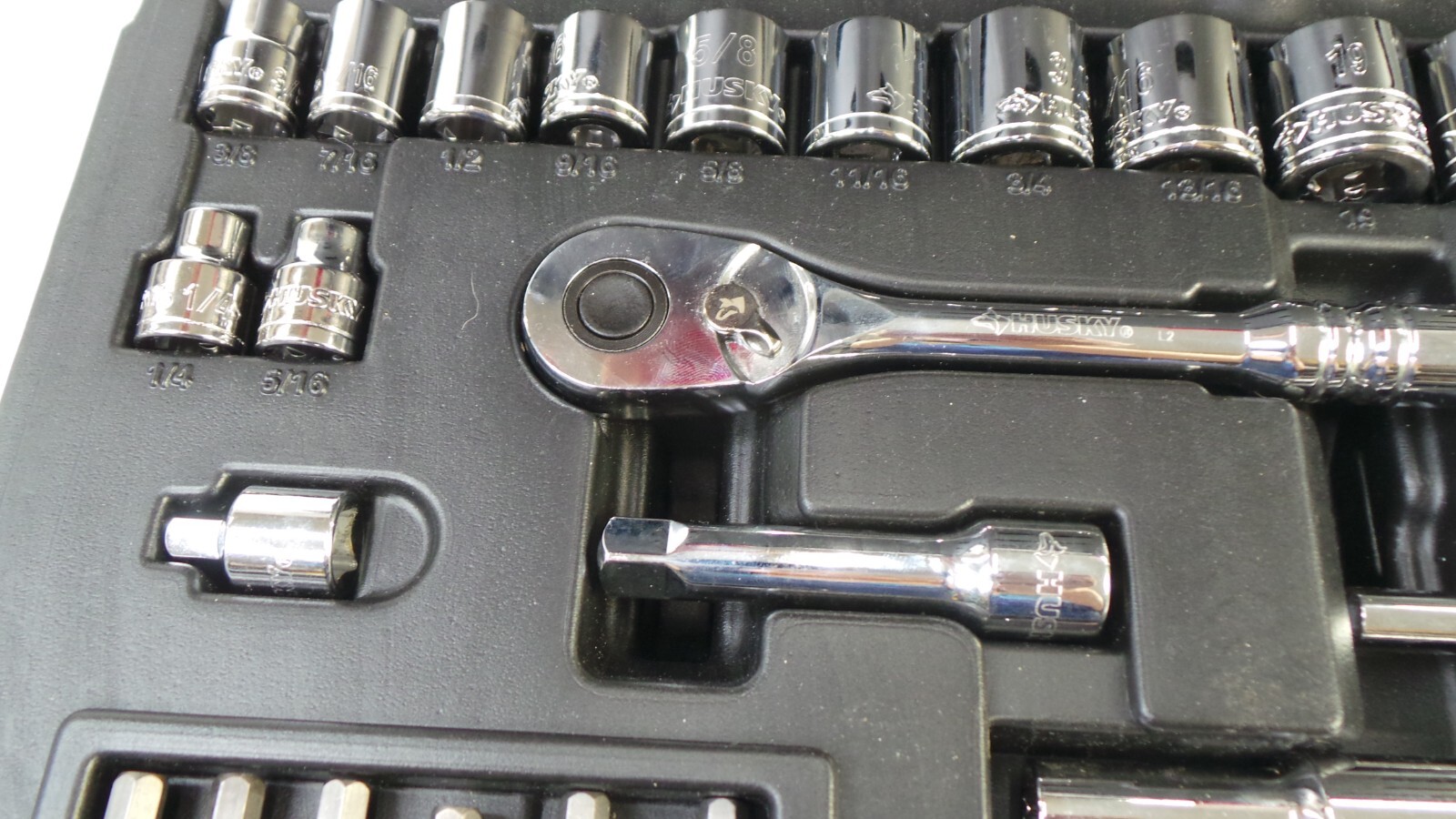 Husky Mechanics Multi Tool Set Standard/Deep Sockets Repair Tools Chrome 75 Pcs