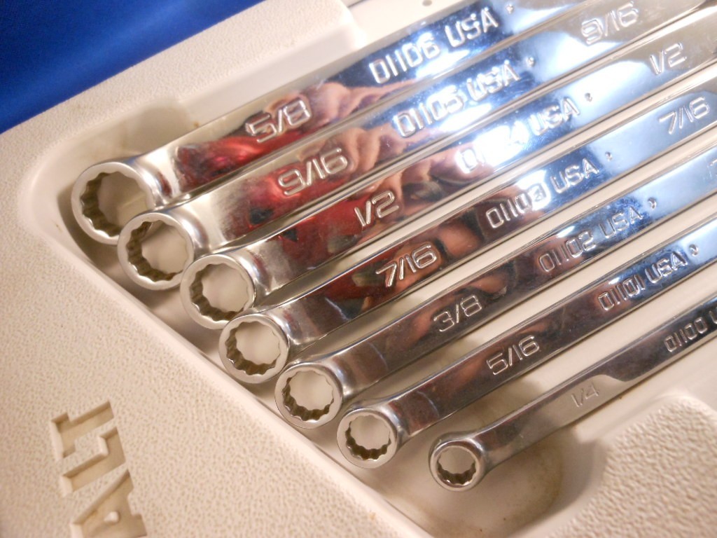 Rare 1st Gen KOBALT USA by Snap-on 1/4 to 5/8″ SAE 7 Pc Combination Wrench Set