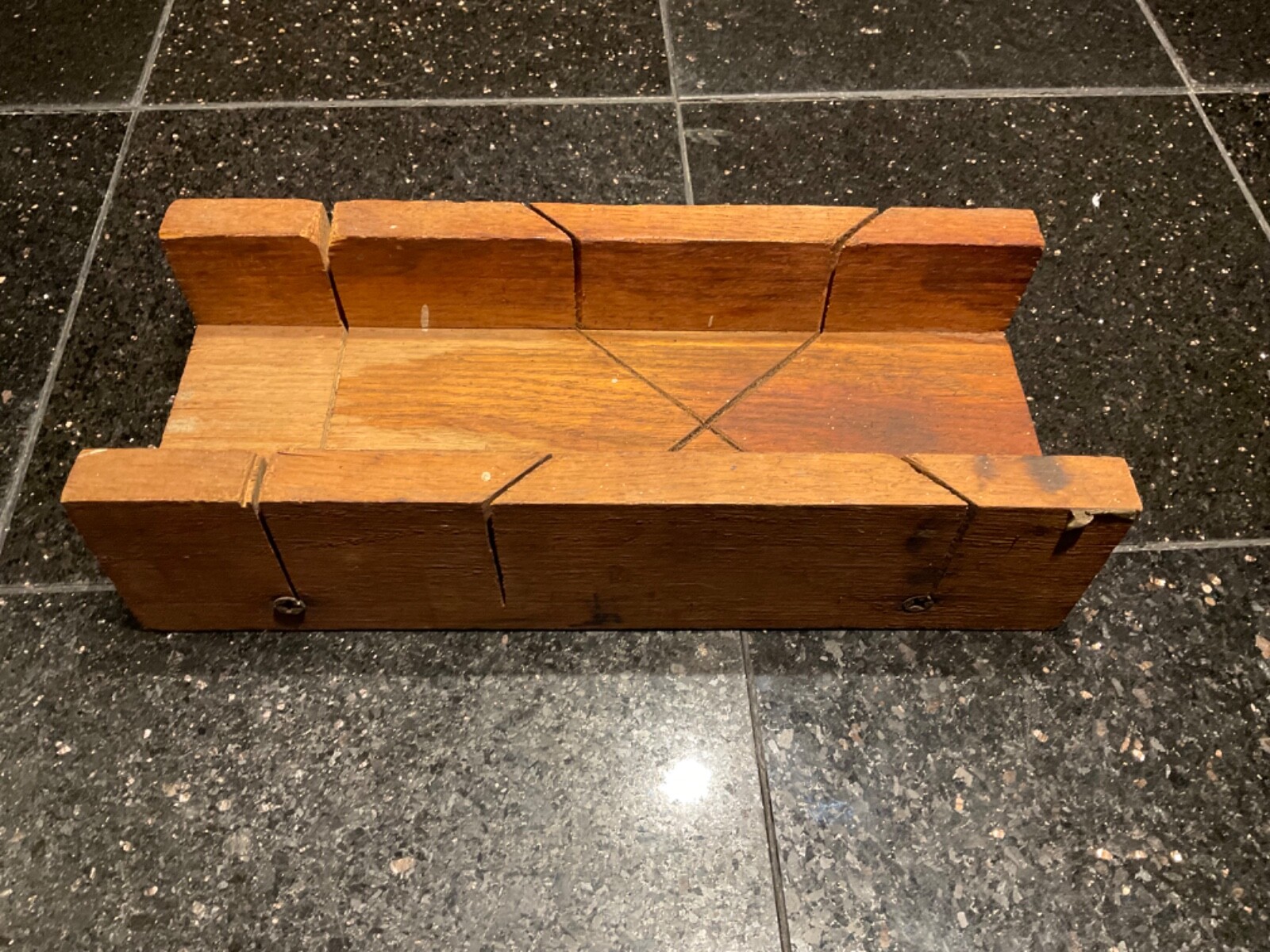 VINTAGE WOODEN MITER BOX SOLID WOOD