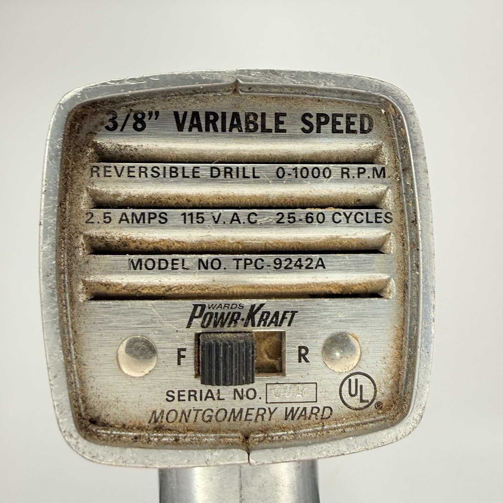 Montgomery Ward Powr Kraft 50s Vintage Electric Drill 3/8 W/ Chuck Key- Working