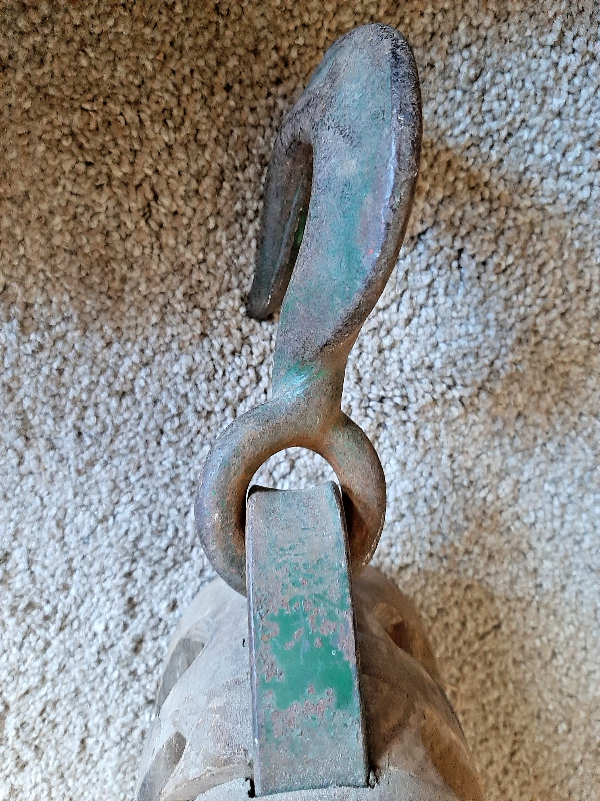 Antique Wood Double Pulley Block Tackle Rope Barn Farm Rustic w/Orig Green Paint