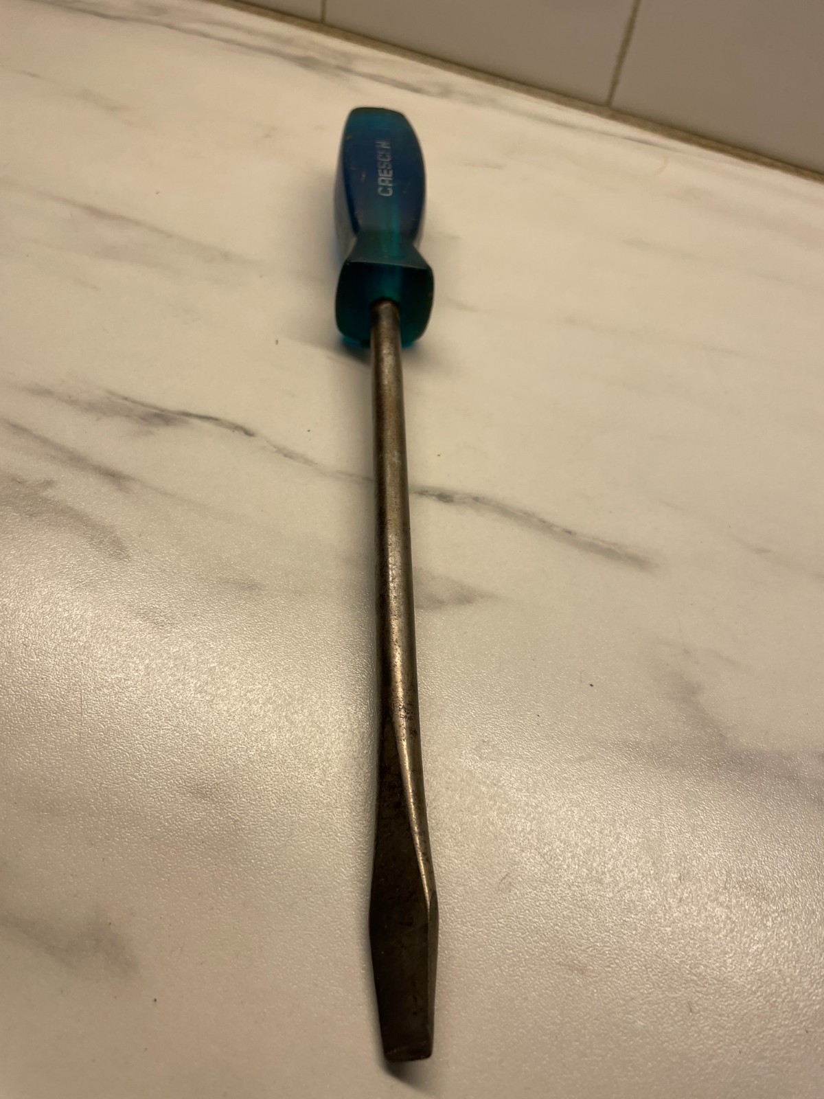 Vtg CRESCENT Blue Acetate Handle Flat Bit 12″ Screwdriver USA K-13C extra large