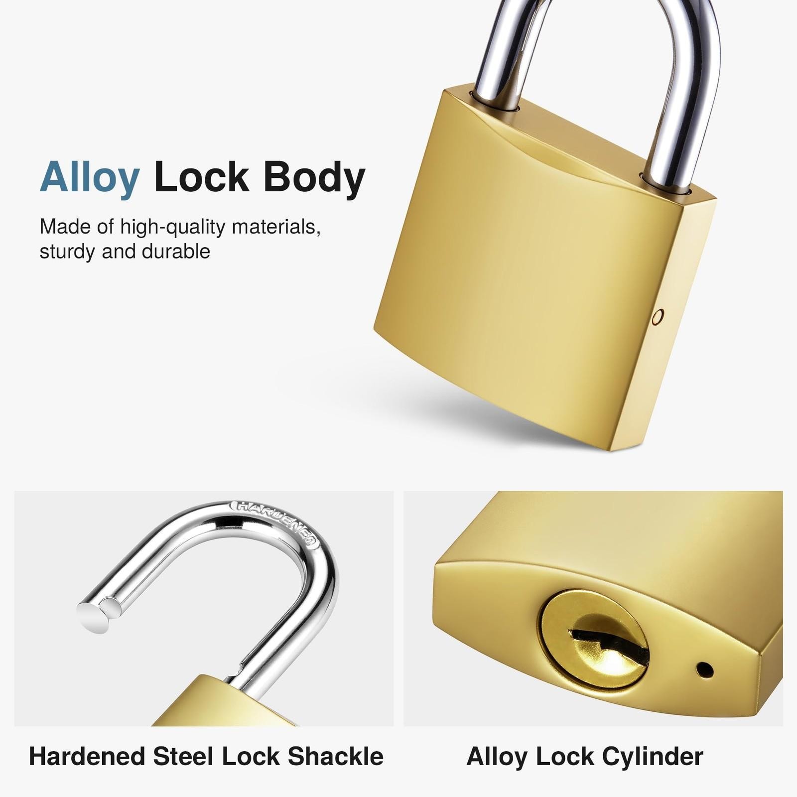 2 Pack Keyed Padlocks Waterproof Small Lock, 33mm Locker Lock with Keys for B…