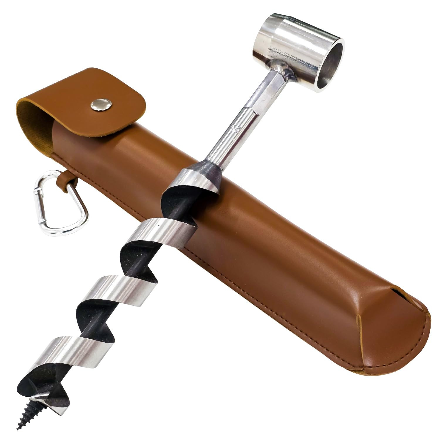 Bushcraft Hand Auger Drill Scotch Eye Wood Drill Bit with Leather Case Camping