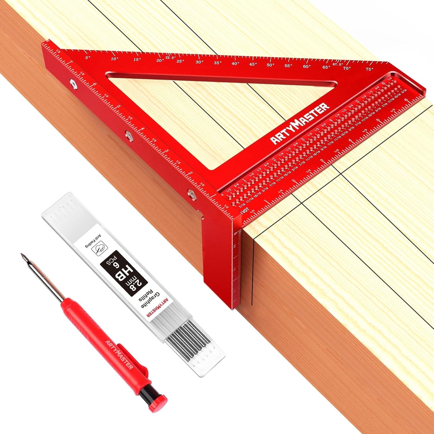 Durable 8 Inch Measuring Square Ruler – Ideal for Woodworking & DIY Projects