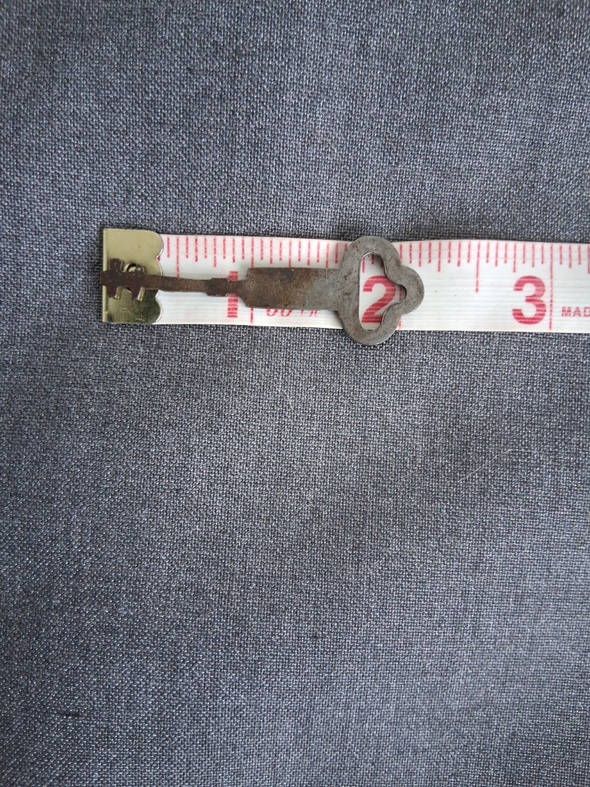 Vtg Key Flat Appx 2+” Hole Double Sided Replacement Metal Patina Collectible #1