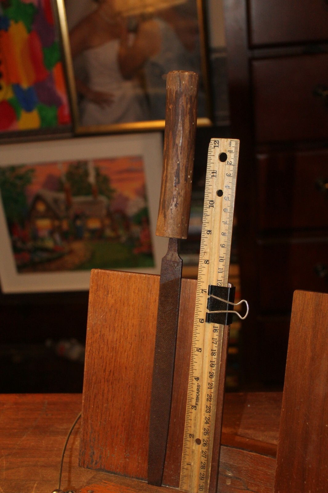 Antique Nicholson Black Diamond Mill Bastard File with Primitive Handle