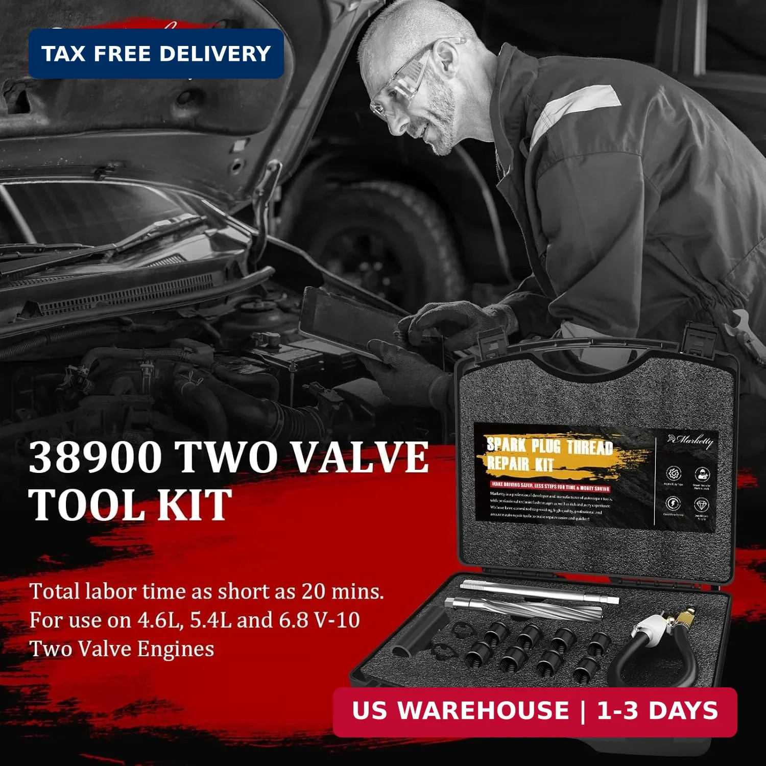 38900 Two Valve Ford Triton Tool Kit, Foolproof Repair System, Spark Plug Thread