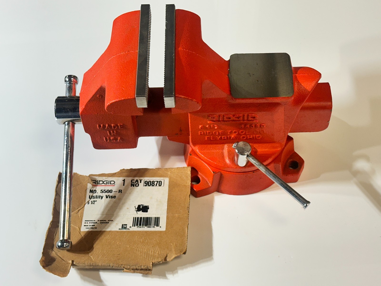 NOS Ridgid Tools USA No. 5500-R Swivel Base 5-1/2” Utility Base in Orange Finish