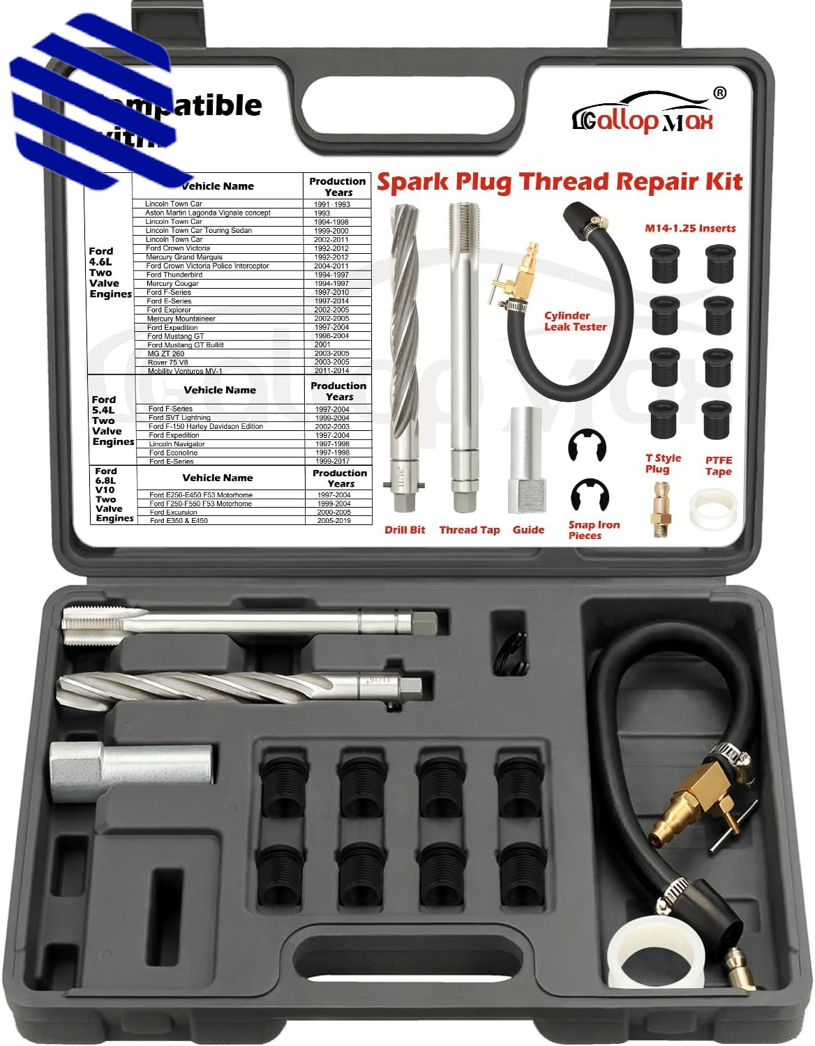 Spark Plug Thread Repair Kit Compatible with Ford 4.6 L 5.4 L and 6.8 V-10 Two