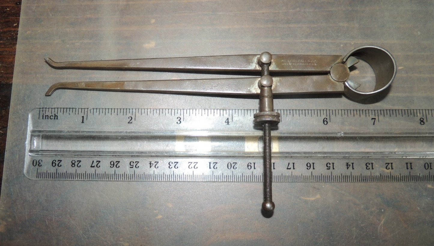 7″ Vintage MILLERS FALLS CO. Inside Caliper, 6” LEGS, Greenfield, MASS USA