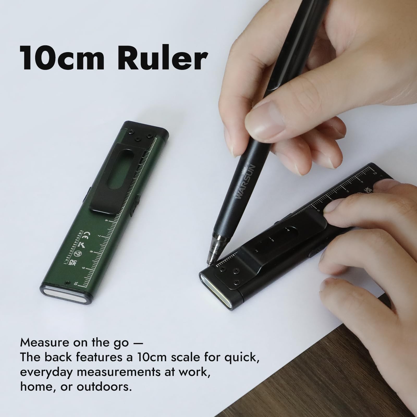 WARSUN T7 Flat Rechargeable Flashlight, Slim Pocket LED EDC Light Black-1Pcs