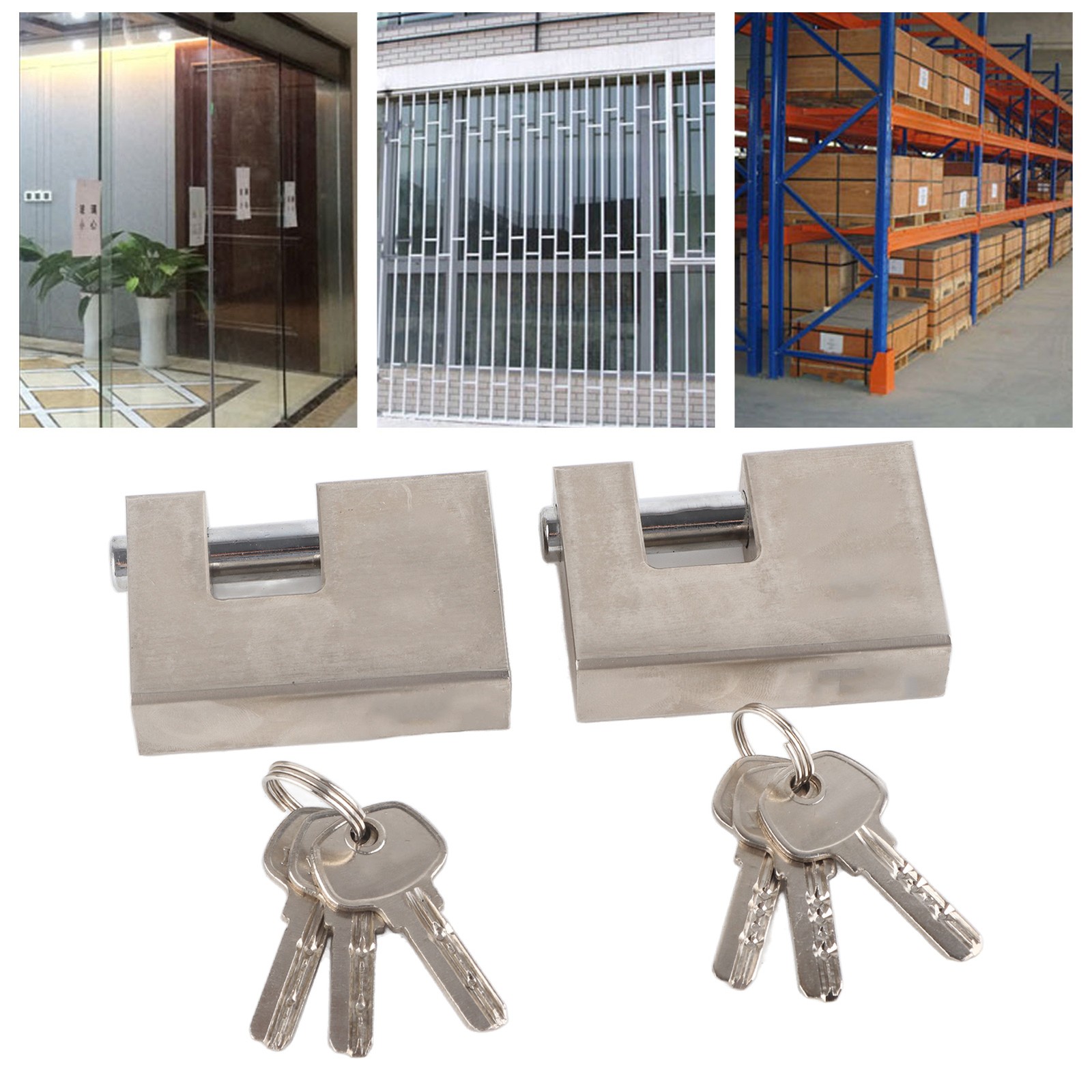 2pcs Heavy Duty Padlock Waterproof Rustproof Lock For Garage FIS