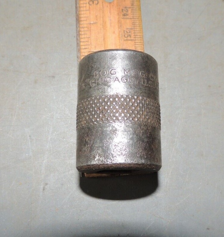 VINTAGE 5/8″ BOG MFG CO. 8-POINT SOCKET 1/2″ DRIVE, CHICAGO USA, DOUBLE SQUARE