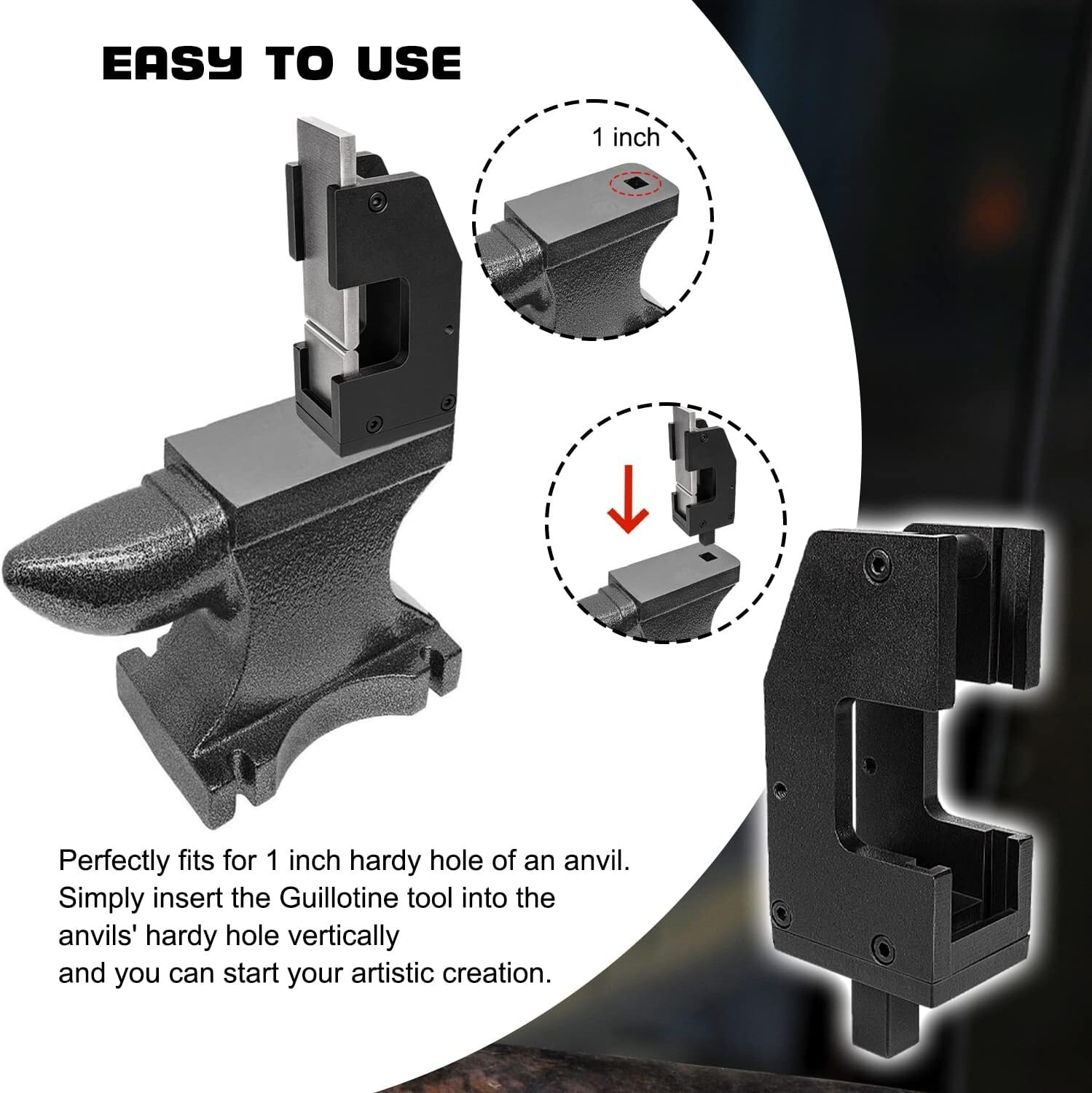 5Pcs Blacksmith G2 Guillotine Tool, Blacksmith Slash Fullering Tool w/Flat Dies