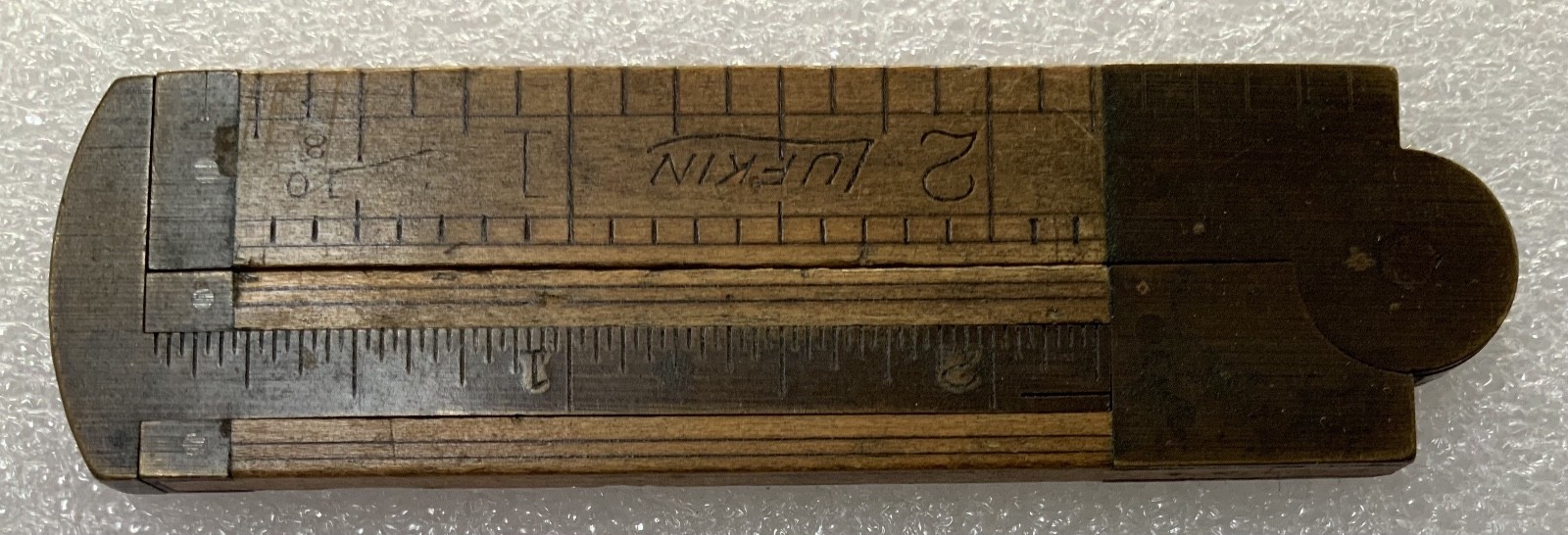 Vintage Small Lufkin Folding Rule Brass Bound #171 Made in U.S.A.