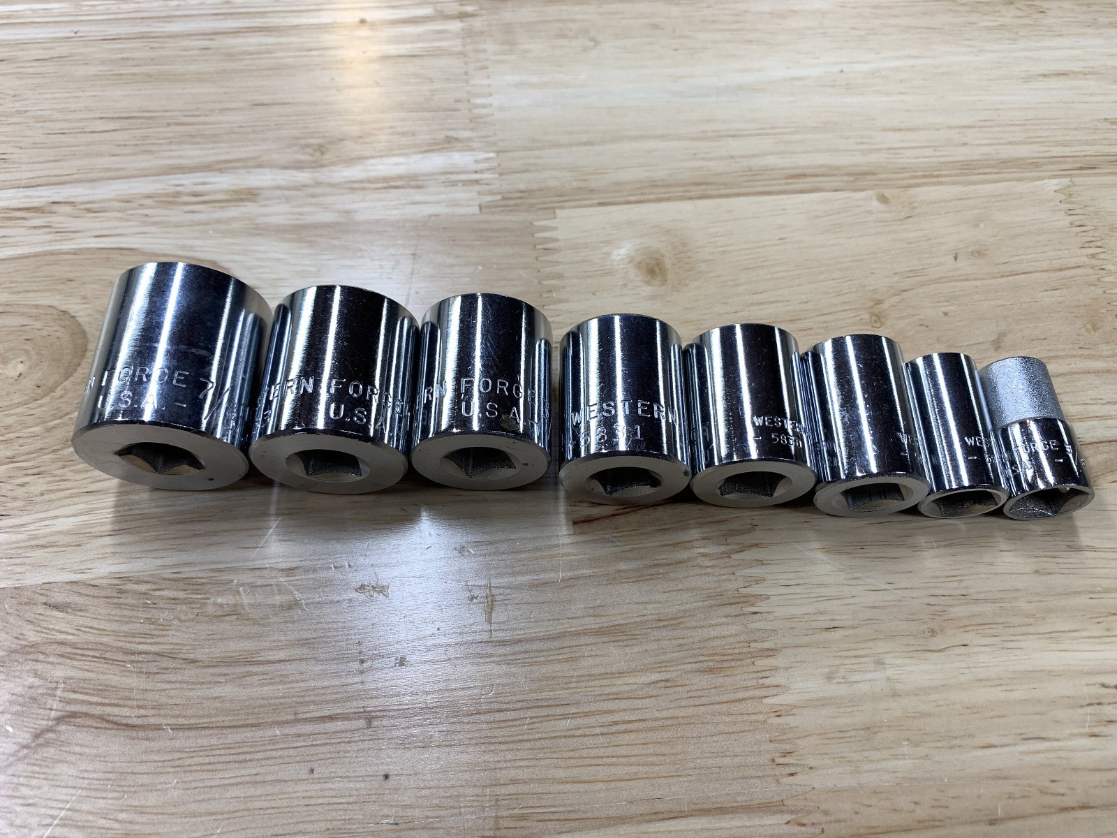 8 New Western Forge Sockets 3/8″-drive Vintage USA made New Old Stock WF NOS