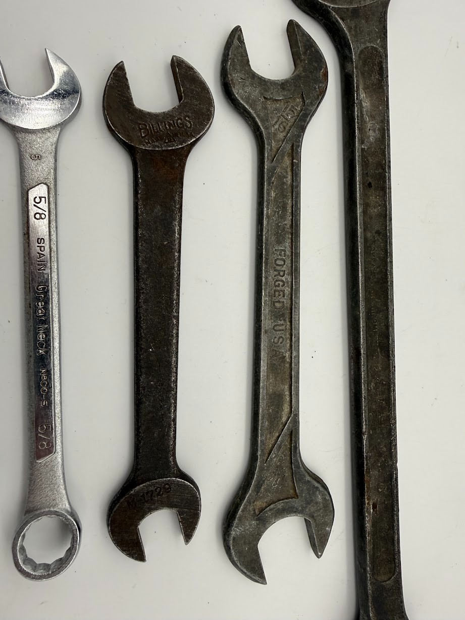 Vintage Wrench Lot 8 SAE Combo Open End Great Neck Olympia Billings USA Tool