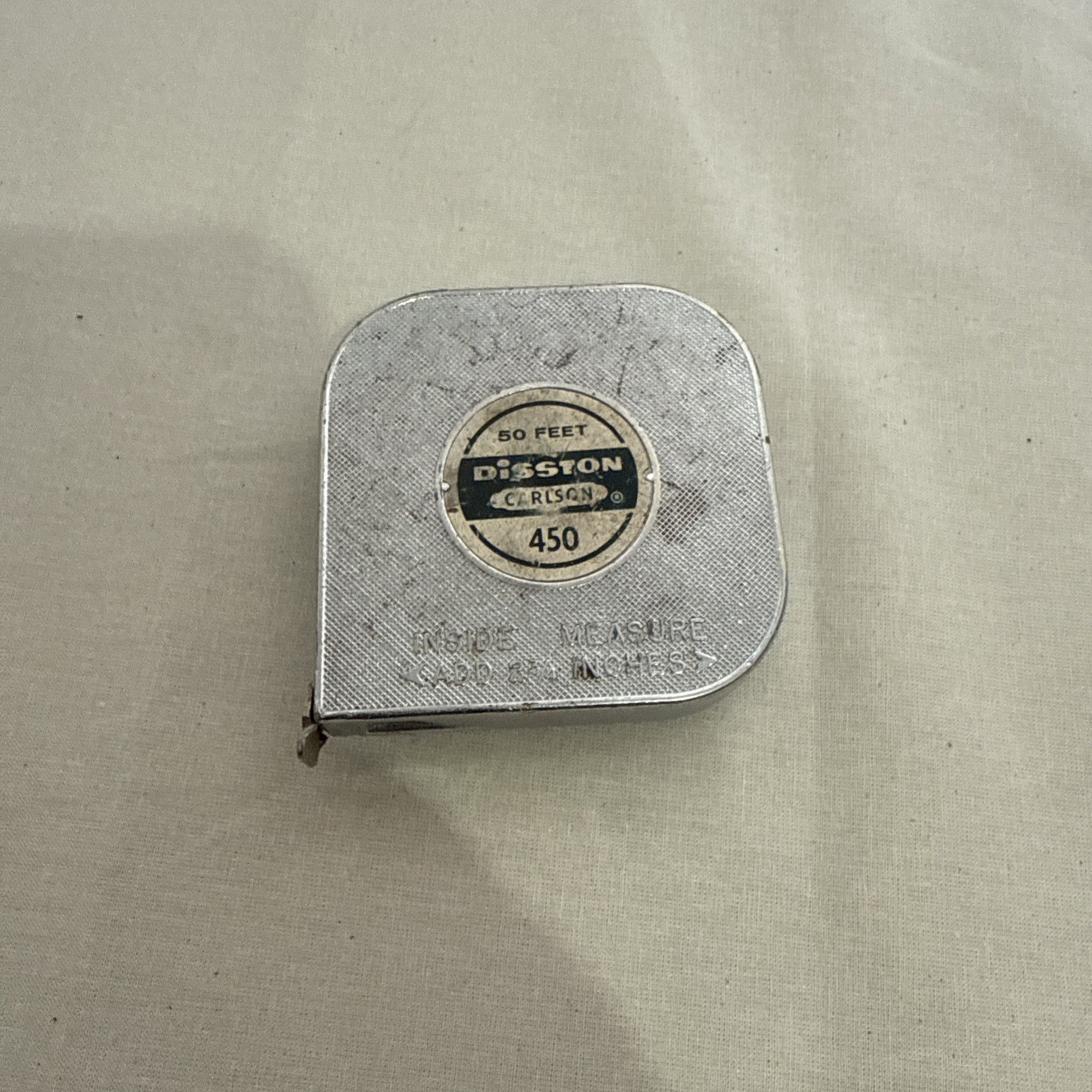 VINTAGE 50′ DISSTON CARLSON 450 REEL METAL TAPE MEASURE GREAT CONDITION