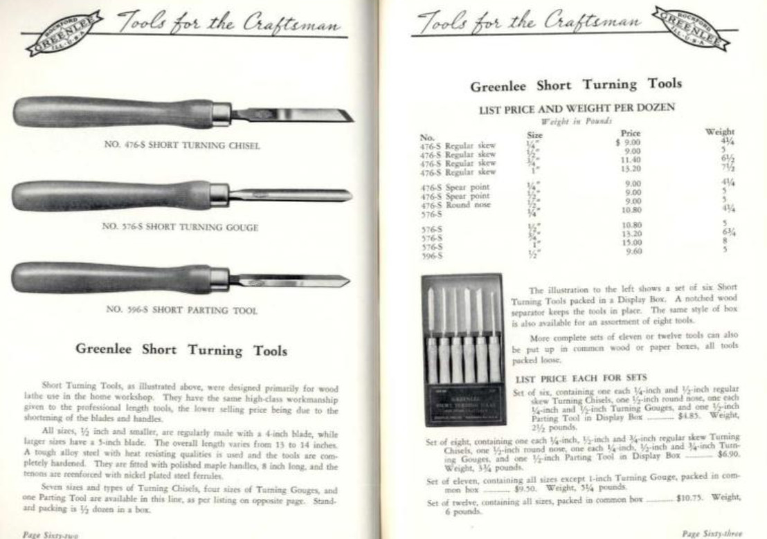 Vintage GREENLEE Tool Co. Short 1″ Turning Gouge 14″ OAL Lathe Tool 1960’s-70’s