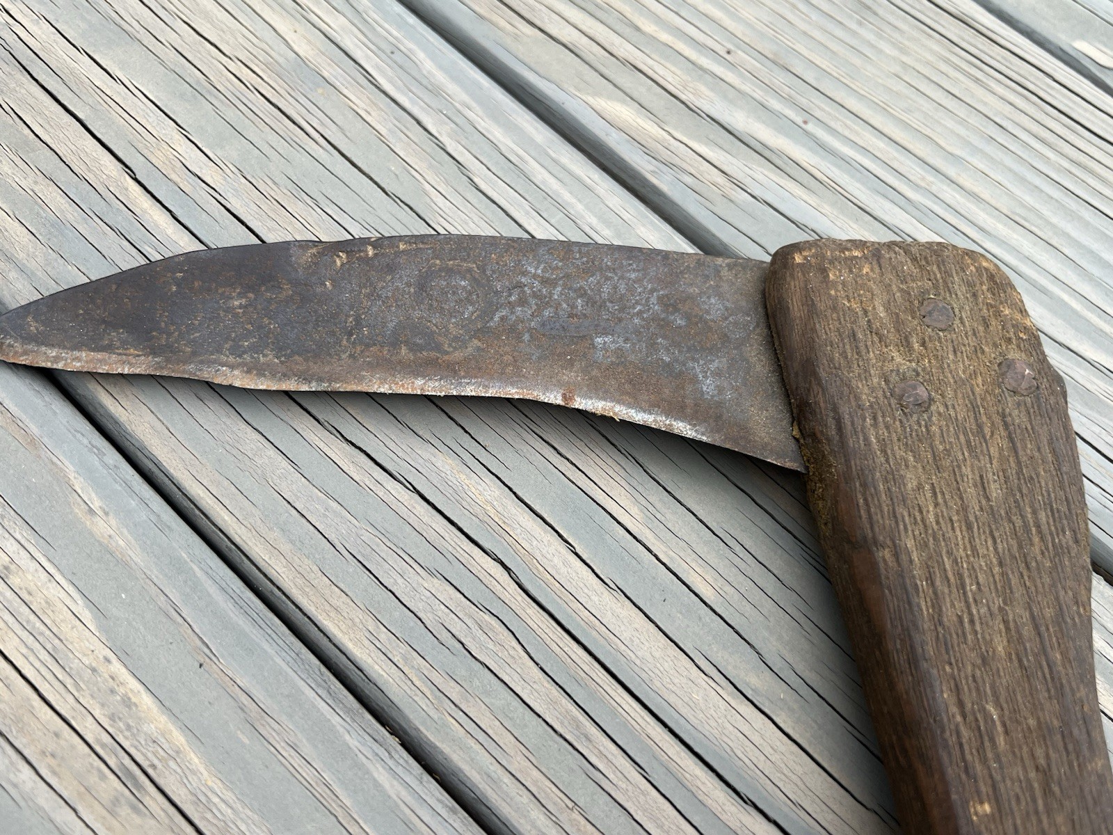 Very Old Pruning/Splitting Axe 7 Wood Handle 24 Inch With Hand Riveting