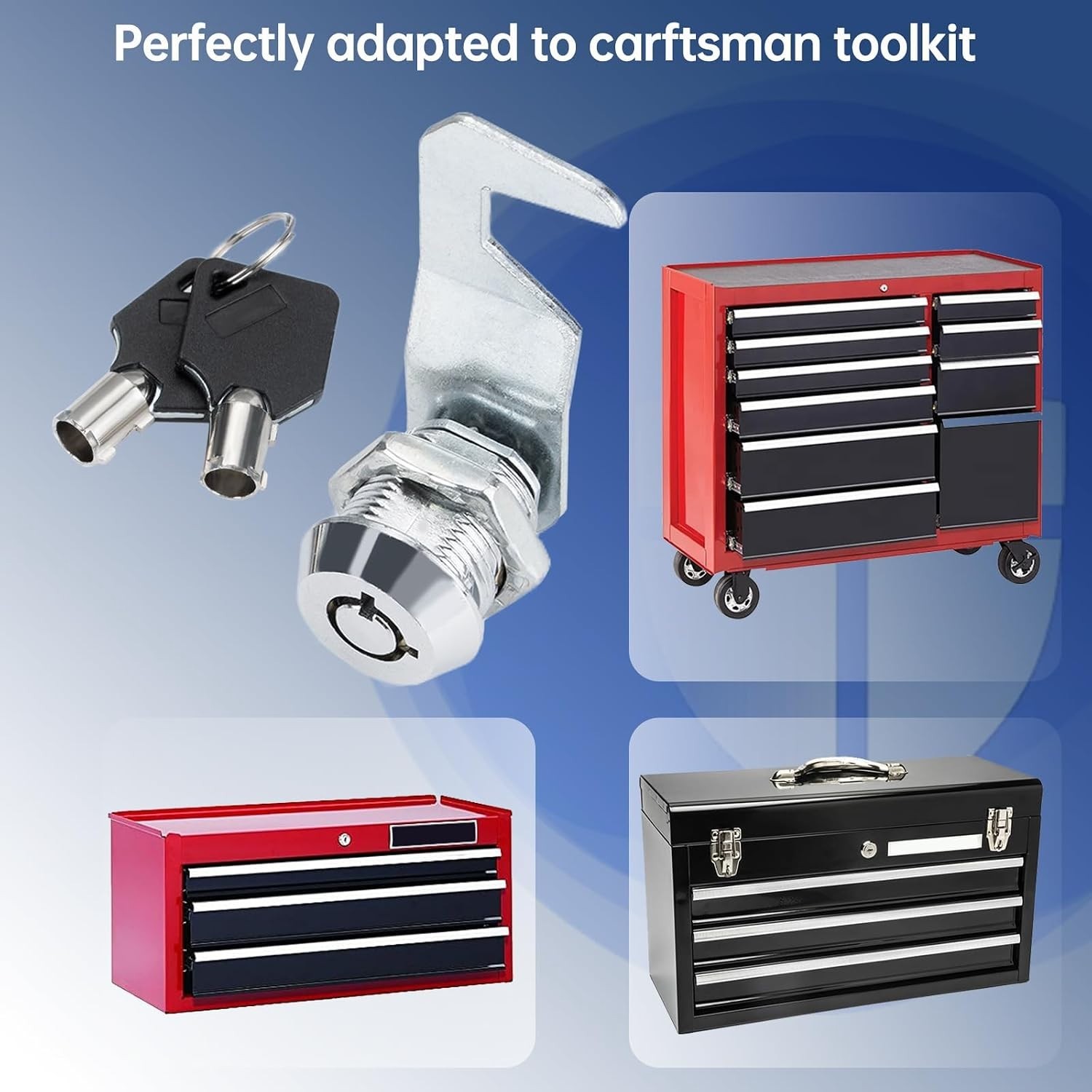 Tool Box Lock Replacement, Craftsman, 5/8″ Tubular Cam, Silver, 2 Sets