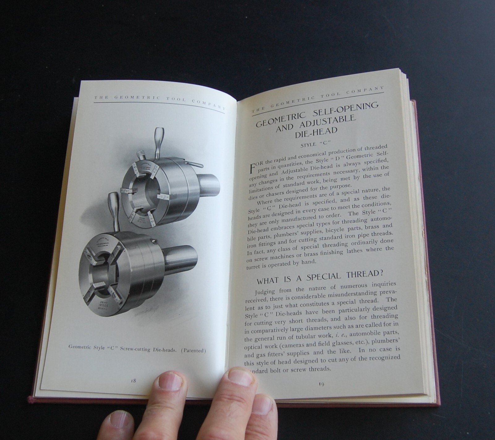 1910s-20s Special Threading Tools Geometric Tool Co. Hardcover catalog