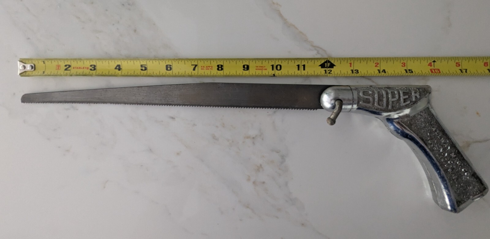 Vintage Allway Super Chrome Handle Pistol Grip 12″ Hand Saw w/Matching Blade