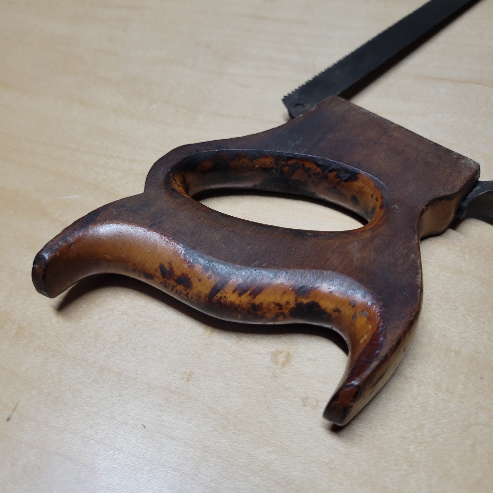 Vintage Saw, Hack Saw Meat Saw Wood Handle 18″ Long Overall Primitive Wood Steel
