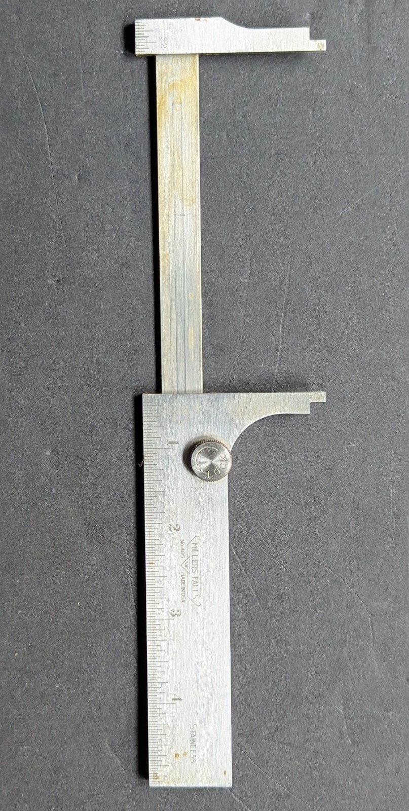 Millers Falls No. 405 Sliding Caliper Rule 5″ Stainless USA machinist tool