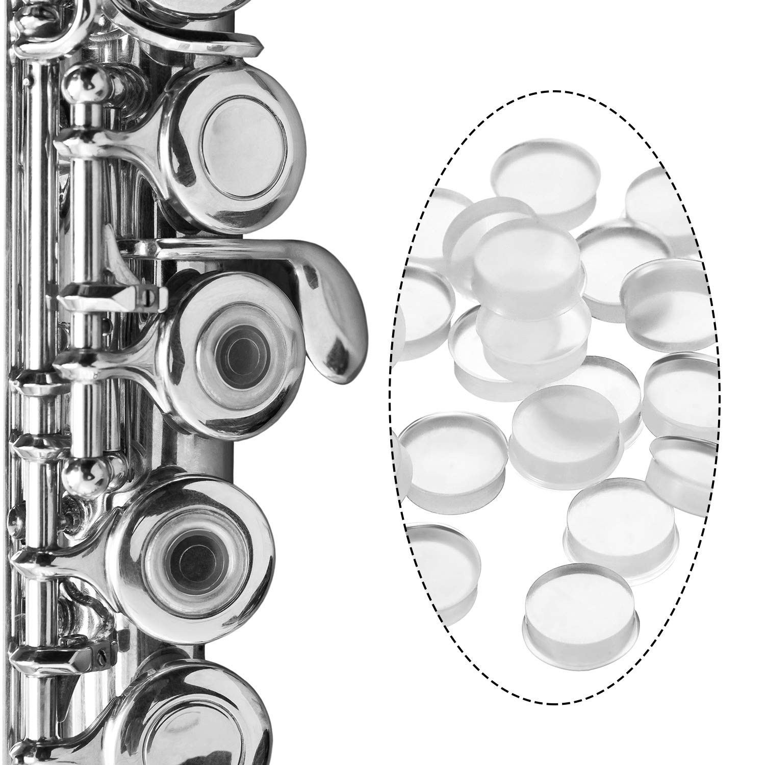 Leinuosen 24 Pcs Silicone Flute Plugs, 8 mm Soft Hole Plug Key clear