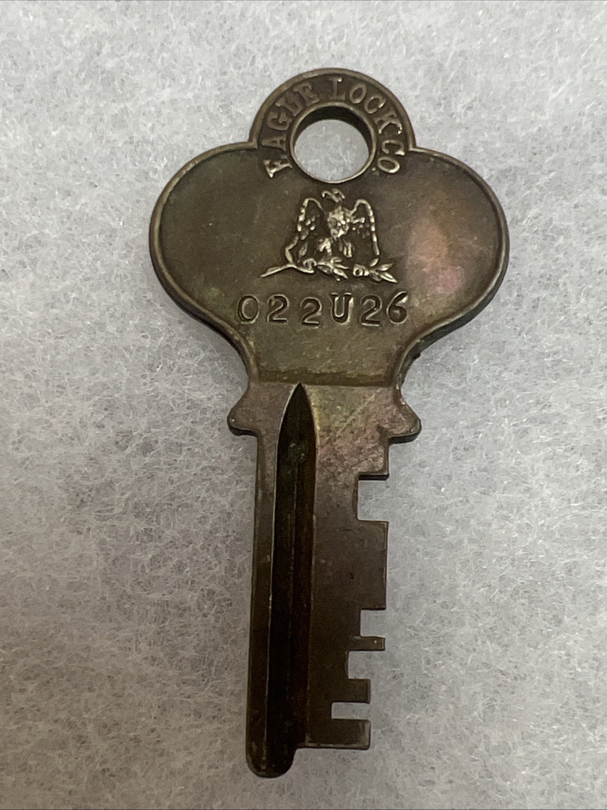 Antique Vintage Eagle 022U26 Lock Trunk Luggage Suitcase Baggage Flat Steel Key