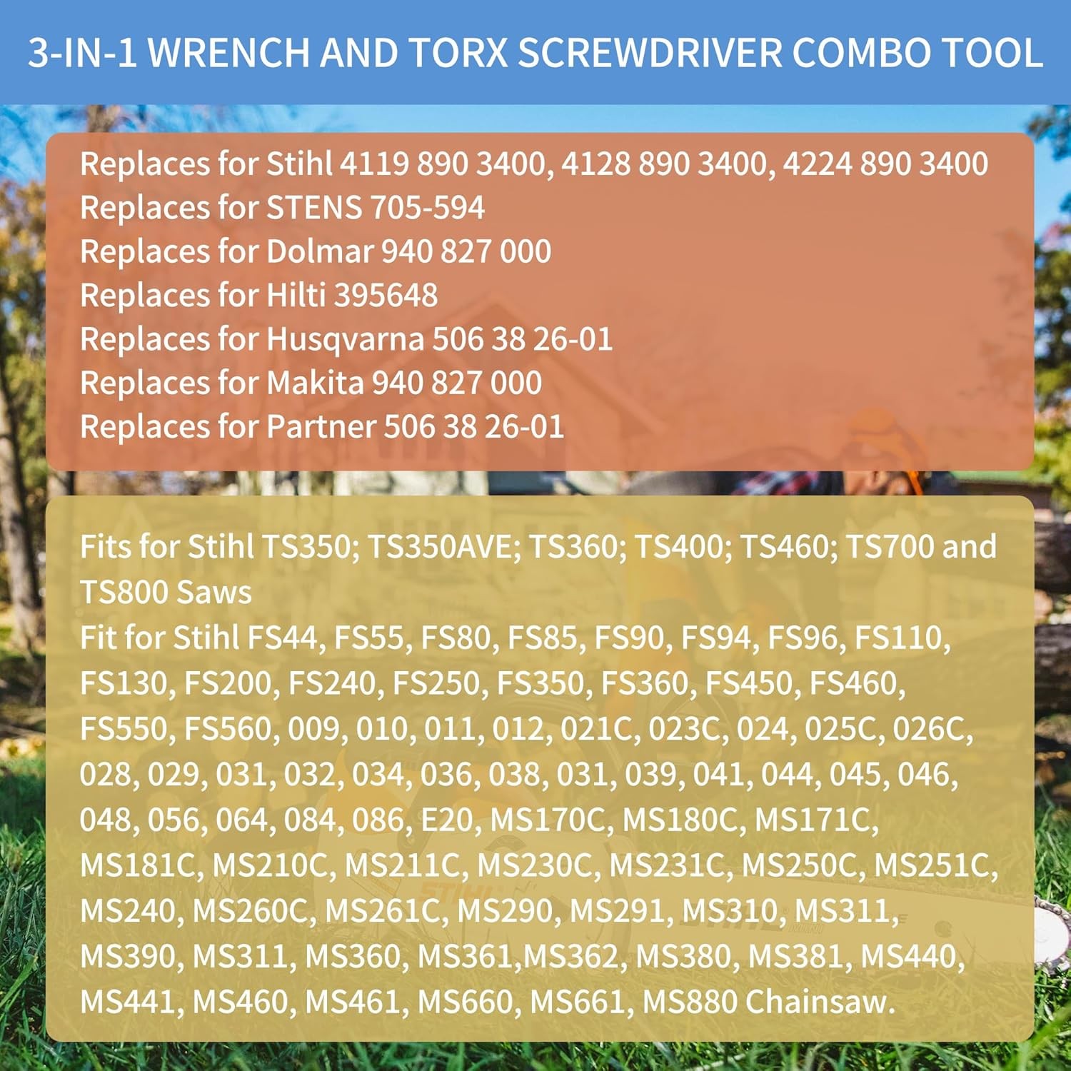 Combination Wrench 19mm x 13mm (3/4″ x 1/2″), T-Wrench and T27 Torx Silver