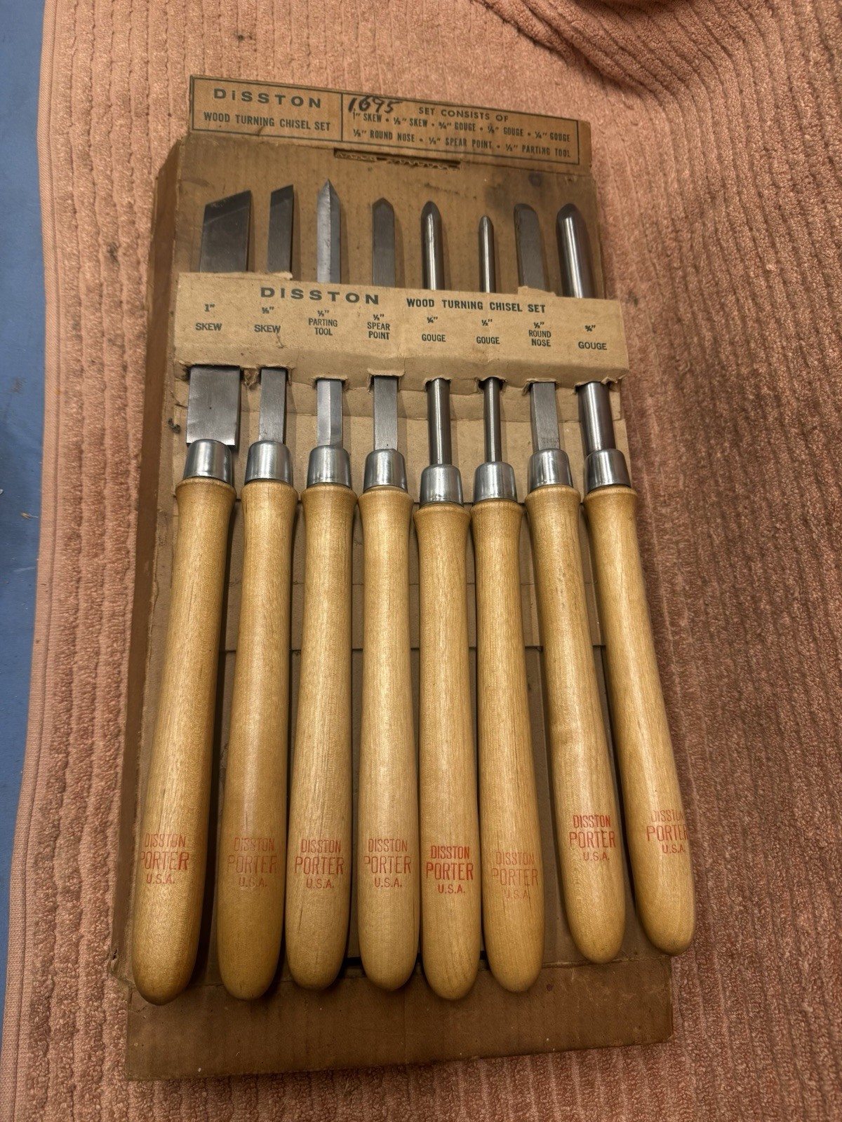 Set Of 8 Vintage DISSTON Porter Wood Turning Chisel Set Woodworking Tools W/ Box